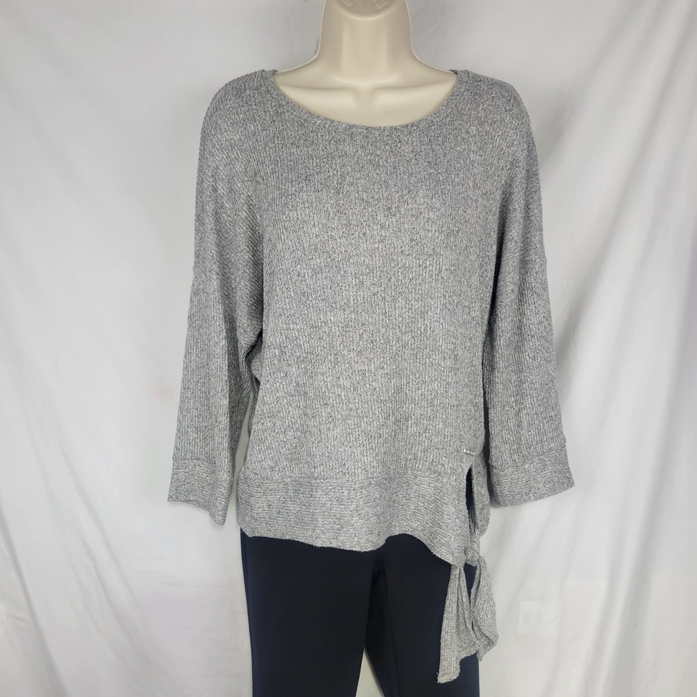 Adrienne Vittadini Pullover Large Charcoal Heather Soft Knit Sweater